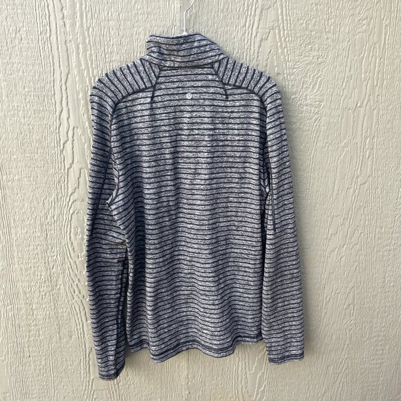 Lululemon Surge Warm Men's Large 1/2 Zip Jacket in Raven Stripe Black Heathered - Picture 3 of 8